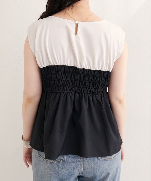 natural couture(ナチュラルクチュール)の「ビスチェドッキングトップス(Tシャツ/カットソー・レディース・ブルー/ブラック/ライトベージュ/グリーン系その他・FREE)」の5枚目の写真