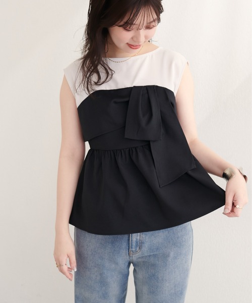 natural couture(ナチュラルクチュール)の「ビスチェドッキングトップス(Tシャツ/カットソー・レディース・ブルー/ブラック/ライトベージュ/グリーン系その他・FREE)」の11枚目の写真