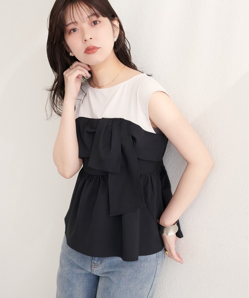 natural couture(ナチュラルクチュール)の「ビスチェドッキングトップス(Tシャツ/カットソー・レディース・ブルー/ブラック/ライトベージュ/グリーン系その他・FREE)」の12枚目の写真