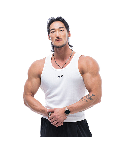 PHYSICAL GARMENTS（フィジカルガーメンツ）の「P2446 PCGS ゴルジスリムノースリーブ [2 COLOR]（Tシャツ/カットソー・メンズ・ホワイト/ブラック・LARGE/MEDIUM/X-LARGE/XX-LARGE）」の2枚目の写真