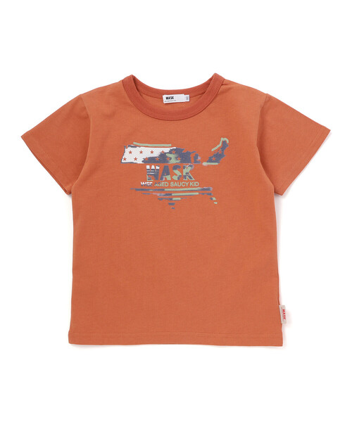 WASK(ワスク)の「【接触冷感】WASKマーク ブラッシュタッチ プリント Tシャツ (100~160cm)(Tシャツ/カットソー・キッズ・グリーン/オレンジ・160cm/140cm/150cm)」の2枚目の写真