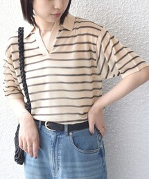 SHIPS Colors | SHIPS Colors:〈手洗い可能〉シアー ボーダー スキッパー ニット◇(ニット/セーター)