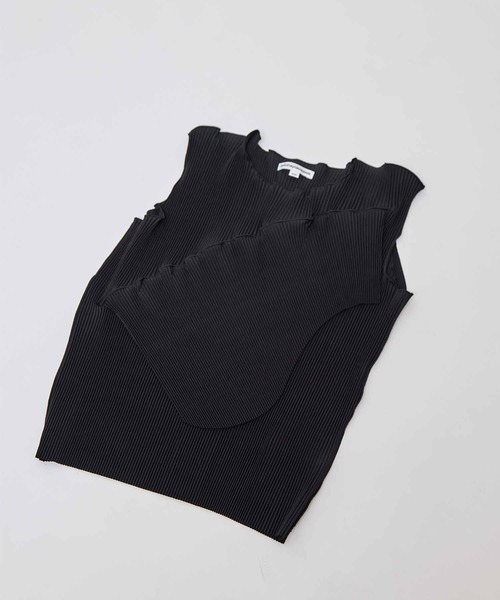 kotohayokozawa(コトハヨコザワ)の「【kotohayokozawa/コトハヨコザワ】TODO WAVE TOP *SLEEVELESS/トゥードゥウェーブトップスリーブレス(タンクトップ・レディース・ライトブルー/ホワイト/ブラック/ブラック系その他・FREE)」の4枚目の写真