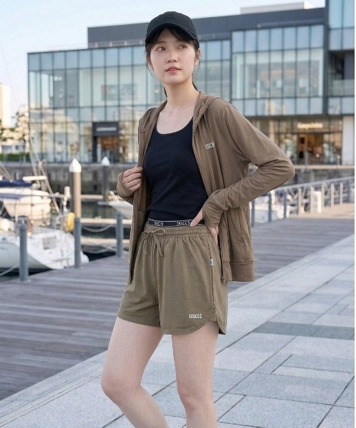 DISCUS ATHLETIC(ディスカス アスレチック)の「【DISCUS ATHLETIC/ディスカス アスレチック】水陸両用 UV接触冷感ダブルウエストボードショーツ(塩素対応/DRY/ストレッチ)(その他パンツ・レディース・ブラック/ネイビー/モカ・MEDIUM/LARGE)」の10枚目の写真