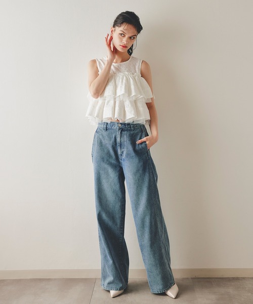 REDYAZEL（レディアゼル）の「【Vintage Denim Series】ヴィンテージウォッシュストレートデニム（デニムパンツ・レディース・ネイビー/ブルー・SMALL/MEDIUM）」の13枚目の写真