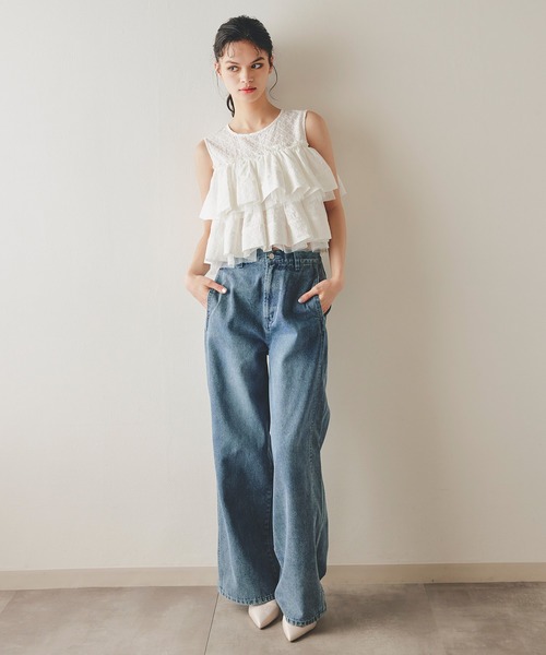 REDYAZEL（レディアゼル）の「【Vintage Denim Series】ヴィンテージウォッシュストレートデニム（デニムパンツ・レディース・ネイビー/ブルー・SMALL/MEDIUM）」の14枚目の写真