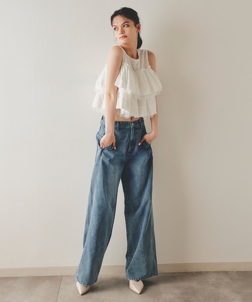 REDYAZEL（レディアゼル）の「【Vintage Denim Series】ヴィンテージウォッシュストレートデニム（デニムパンツ・レディース・ネイビー/ブルー・SMALL/MEDIUM）」の15枚目の写真