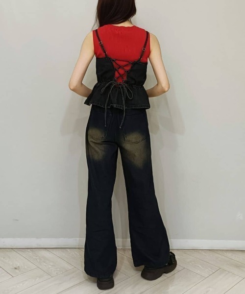 REDYAZEL(レディアゼル)の「【Vintage Denim Series】ヴィンテージウォッシュストレートデニム(デニムパンツ・レディース・ネイビー/ブルー・SMALL/MEDIUM)」の15枚目の写真