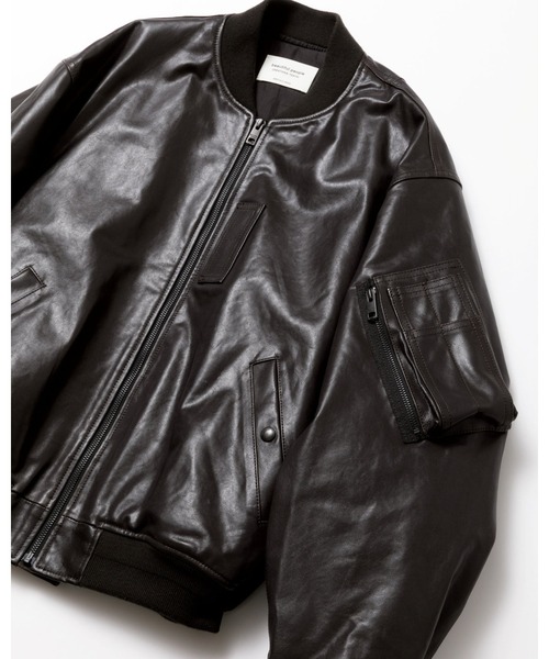 beautiful people(ビューティフルピープル)の「light lamb leatherfanshape MA-1 blouson beautiful peopleM(ブルゾン・メンズ・ブラック・38/40)」の1枚目の写真