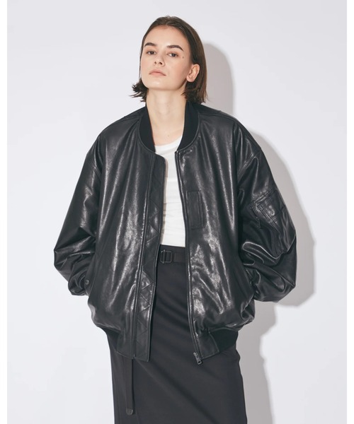 beautiful people(ビューティフルピープル)の「light lamb leatherfanshape MA-1 blouson beautiful peopleM(ブルゾン・メンズ・ブラック・38/40)」の3枚目の写真