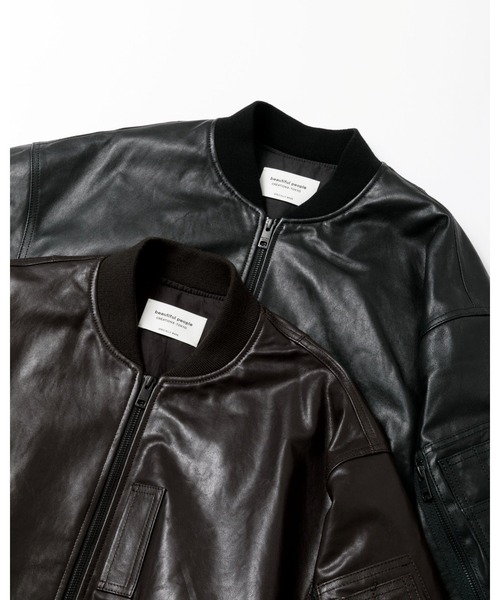 beautiful people(ビューティフルピープル)の「light lamb leatherfanshape MA-1 blouson beautiful peopleM(ブルゾン・メンズ・ブラック・38/40)」の11枚目の写真