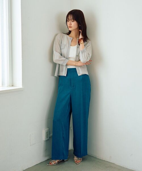 YECCA VECCA(イェッカヴェッカ)の「ヴィンテージサテンストレートパンツ(その他パンツ・レディース・ブラウン/ブラック/ブルーグリーン・FREE)」の7枚目の写真