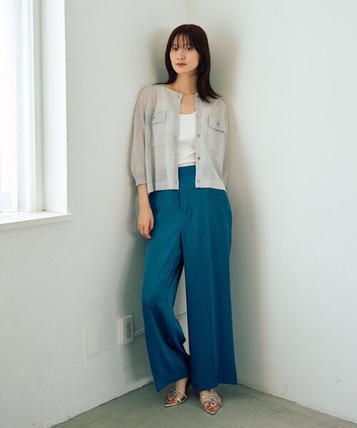 YECCA VECCA(イェッカヴェッカ)の「ヴィンテージサテンストレートパンツ(その他パンツ・レディース・ブラウン/ブラック/ブルーグリーン・FREE)」の8枚目の写真