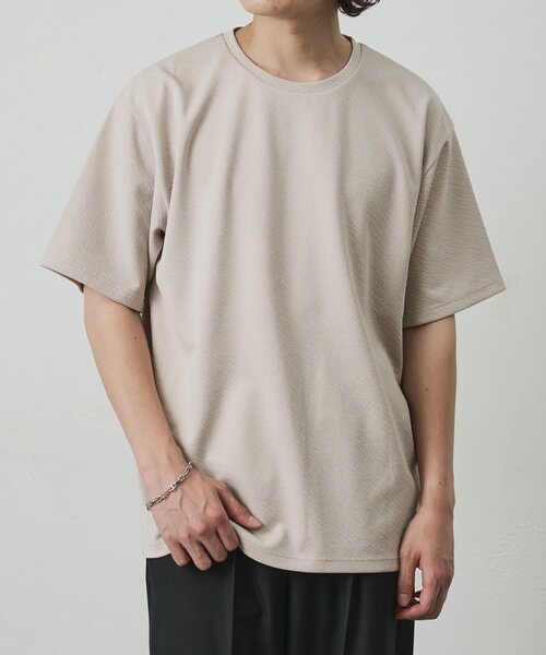 COLONY 2139(コロニートゥーワンスリーナイン)の「ナナメジャガード半袖Tシャツ(Tシャツ/カットソー・メンズ・ホワイト/ベージュ/ブラック・MEDIUM/LARGE)」の1枚目の写真