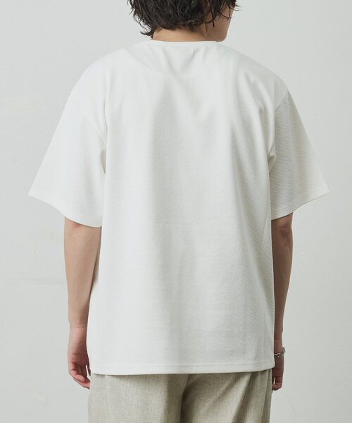 COLONY 2139(コロニートゥーワンスリーナイン)の「ナナメジャガード半袖Tシャツ(Tシャツ/カットソー・メンズ・ホワイト/ベージュ/ブラック・MEDIUM/LARGE)」の6枚目の写真