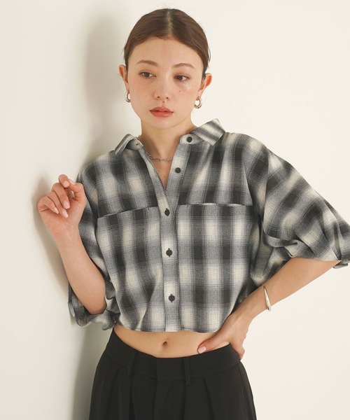 BAYFLOW(ベイフロー)の「パナマチェックショートシャツ(シャツ/ブラウス・レディース・ブルー/チャコール・FREE)」の22枚目の写真
