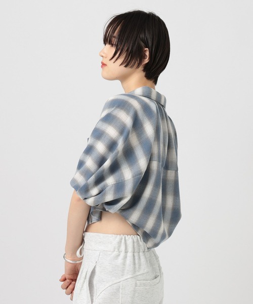 BAYFLOW(ベイフロー)の「パナマチェックショートシャツ(シャツ/ブラウス・レディース・ブルー/チャコール・FREE)」の13枚目の写真