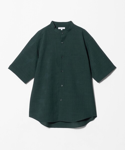 A DAY IN THE LIFE UNITED ARROWS(アデイインザライフユナイテッドアローズ)の「ウールライク ワッシャー リラックス バンドカラーシャツ-吸水速乾-<A DAY IN THE LIFE>(シャツ/ブラウス・メンズ・ダークブラウン/ダークグリーン/コバルトブルー・M/L)」の3枚目の写真