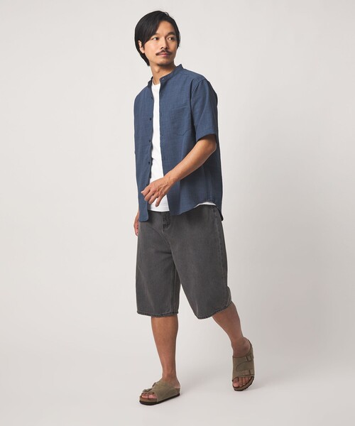 A DAY IN THE LIFE UNITED ARROWS(アデイインザライフユナイテッドアローズ)の「ウールライク ワッシャー リラックス バンドカラーシャツ-吸水速乾-<A DAY IN THE LIFE>(シャツ/ブラウス・メンズ・ダークブラウン/ダークグリーン/コバルトブルー・M/L)」の6枚目の写真