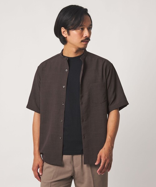 A DAY IN THE LIFE UNITED ARROWS(アデイインザライフユナイテッドアローズ)の「ウールライク ワッシャー リラックス バンドカラーシャツ-吸水速乾-<A DAY IN THE LIFE>(シャツ/ブラウス・メンズ・ダークブラウン/ダークグリーン/コバルトブルー・M/L)」の7枚目の写真