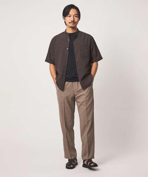 A DAY IN THE LIFE UNITED ARROWS(アデイインザライフユナイテッドアローズ)の「ウールライク ワッシャー リラックス バンドカラーシャツ-吸水速乾-<A DAY IN THE LIFE>(シャツ/ブラウス・メンズ・ダークブラウン/ダークグリーン/コバルトブルー・M/L)」の8枚目の写真