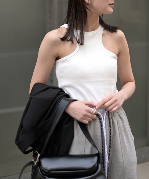 Marient(マリエント)の「カップ付アメスリリブタンク(タンクトップ・レディース・ブラック/ホワイト・FREE)」の5枚目の写真