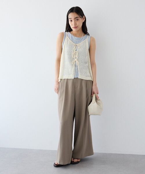 CRAFT STANDARD BOUTIQUE(クラフトスタンダードブティック)の「ノットヤーン透かしビスチェ(ベスト・レディース・オフホワイト/ブラック・FREE)」の8枚目の写真