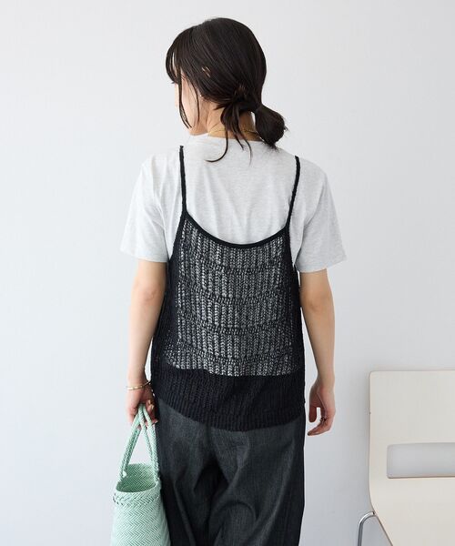 CRAFT STANDARD BOUTIQUE(クラフトスタンダードブティック)の「ノットヤーン透かしビスチェ(ベスト・レディース・オフホワイト/ブラック・FREE)」の13枚目の写真