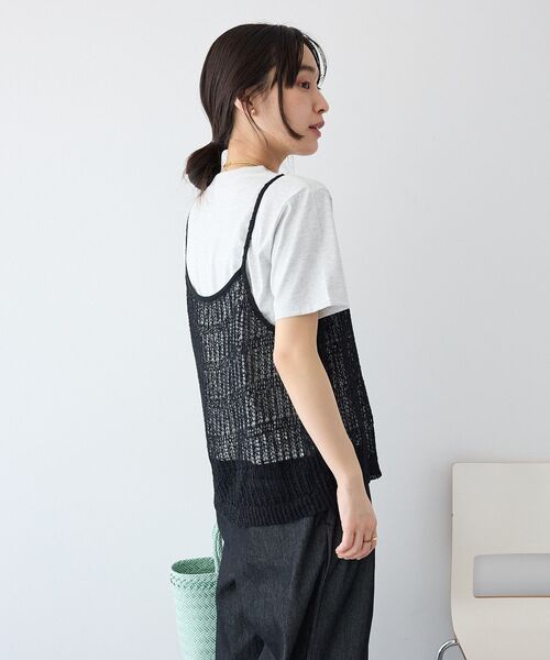 CRAFT STANDARD BOUTIQUE(クラフトスタンダードブティック)の「ノットヤーン透かしビスチェ(ベスト・レディース・オフホワイト/ブラック・FREE)」の14枚目の写真