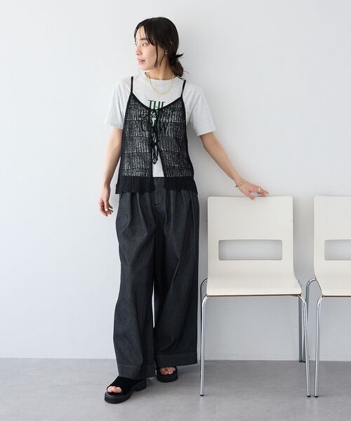 CRAFT STANDARD BOUTIQUE(クラフトスタンダードブティック)の「ノットヤーン透かしビスチェ(ベスト・レディース・オフホワイト/ブラック・FREE)」の15枚目の写真