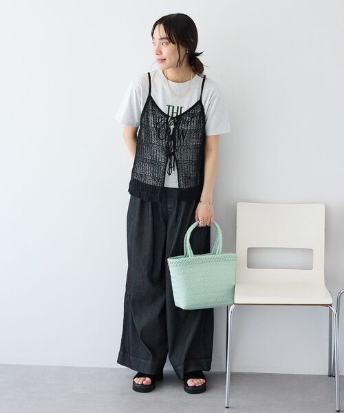 CRAFT STANDARD BOUTIQUE(クラフトスタンダードブティック)の「ノットヤーン透かしビスチェ(ベスト・レディース・オフホワイト/ブラック・FREE)」の16枚目の写真