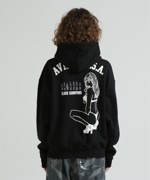 AVIREX(アヴィレックス)の「《WEB&DEPOT限定》BLACK SCORPION SWEAT PULL OVER PARKA(パーカー・レディース・オレンジ/オリーブ/ブラック/マスタード/ライトグレー・F)」の11枚目の写真
