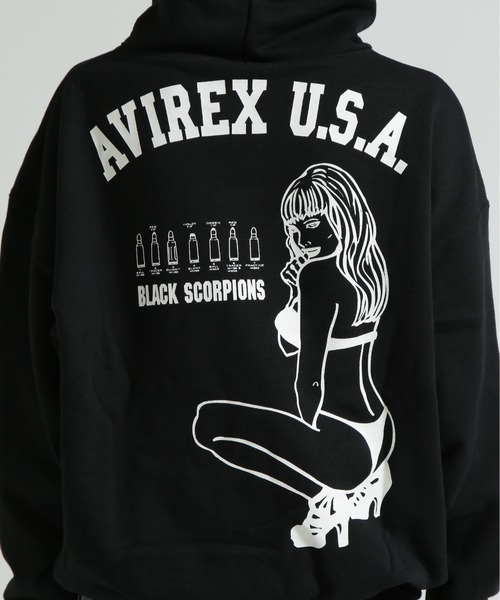 AVIREX(アヴィレックス)の「《WEB&DEPOT限定》BLACK SCORPION SWEAT PULL OVER PARKA(パーカー・レディース・オレンジ/オリーブ/ブラック/マスタード/ライトグレー・F)」の16枚目の写真