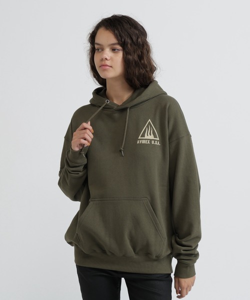 AVIREX(アヴィレックス)の「《WEB&DEPOT限定》BLACK SCORPION SWEAT PULL OVER PARKA(パーカー・レディース・オレンジ/オリーブ/ブラック/マスタード/ライトグレー・F)」の21枚目の写真
