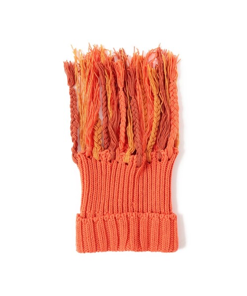 BEAMS(ビームス)の「【別注】HICOSAKA / 2Way Fringe Watch & Neck Warmer(ニットキャップ/ビーニー・メンズ・チャコールグレー/オレンジ・ONE SIZE)」の2枚目の写真