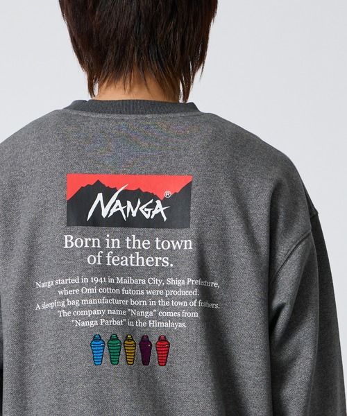 NANGA（ナンガ）の「【WEB先行予約】[NANGA/ナンガ] 別注 ヒストリーロゴ ネブクロ刺繍スウェット（スウェット・レディース・チャコール/ホワイト・S/L/M）」の8枚目の写真