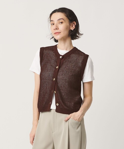 BEAUTY&YOUTH UNITED ARROWS（ビューティーアンドユースユナイテッドアローズ）の「フロントボタン ノースリーブニット プルオーバー（ベスト・レディース・ブラック/ダークブラウン/ナチュラル・FREE）」の4枚目の写真