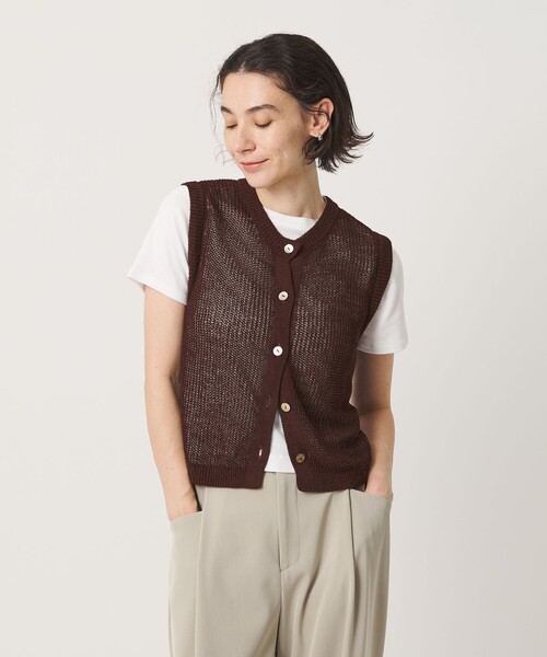 BEAUTY&YOUTH UNITED ARROWS（ビューティーアンドユースユナイテッドアローズ）の「フロントボタン ノースリーブニット プルオーバー（ベスト・レディース・ブラック/ダークブラウン/ナチュラル・FREE）」の5枚目の写真