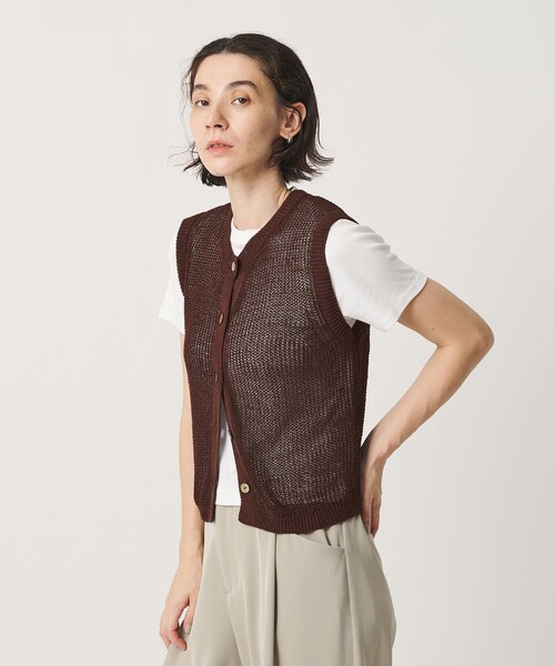 BEAUTY&YOUTH UNITED ARROWS（ビューティーアンドユースユナイテッドアローズ）の「フロントボタン ノースリーブニット プルオーバー（ベスト・レディース・ブラック/ダークブラウン/ナチュラル・FREE）」の6枚目の写真
