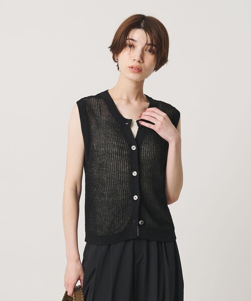 BEAUTY&YOUTH UNITED ARROWS（ビューティーアンドユースユナイテッドアローズ）の「フロントボタン ノースリーブニット プルオーバー（ベスト・レディース・ブラック/ダークブラウン/ナチュラル・FREE）」の8枚目の写真