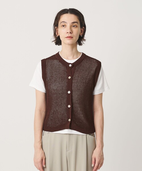 BEAUTY&YOUTH UNITED ARROWS（ビューティーアンドユースユナイテッドアローズ）の「フロントボタン ノースリーブニット プルオーバー（ベスト・レディース・ブラック/ダークブラウン/ナチュラル・FREE）」の14枚目の写真