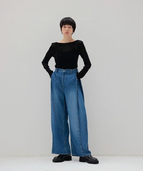 DRESSLAVE(ドレスレイブ)の「nylon tulle flocky boatneck pull(ナイロンチュールフロッキーボートネックプルオーバー)(Tシャツ/カットソー・レディース・ネイビー/ブラック・38)」の3枚目の写真