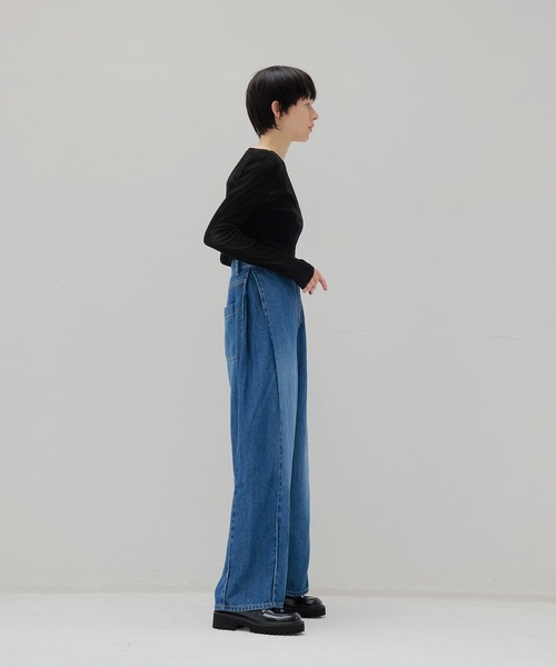 DRESSLAVE(ドレスレイブ)の「nylon tulle flocky boatneck pull(ナイロンチュールフロッキーボートネックプルオーバー)(Tシャツ/カットソー・レディース・ネイビー/ブラック・38)」の4枚目の写真