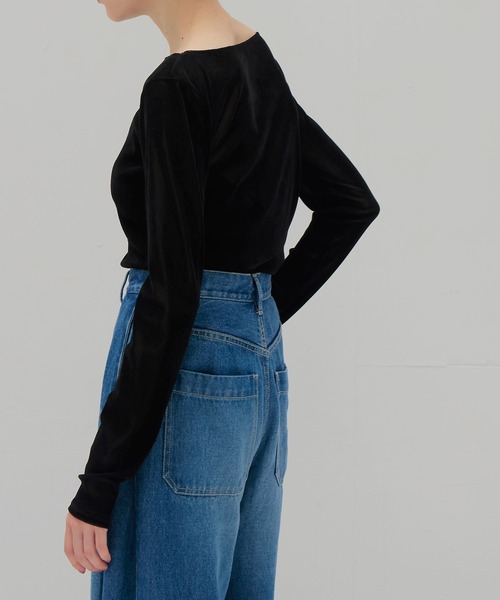 DRESSLAVE(ドレスレイブ)の「nylon tulle flocky boatneck pull(ナイロンチュールフロッキーボートネックプルオーバー)(Tシャツ/カットソー・レディース・ネイビー/ブラック・38)」の6枚目の写真