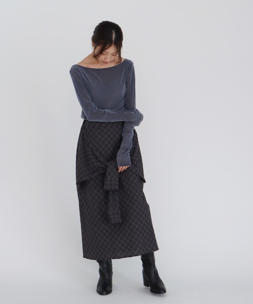 DRESSLAVE(ドレスレイブ)の「nylon tulle flocky boatneck pull(ナイロンチュールフロッキーボートネックプルオーバー)(Tシャツ/カットソー・レディース・ネイビー/ブラック・38)」の16枚目の写真