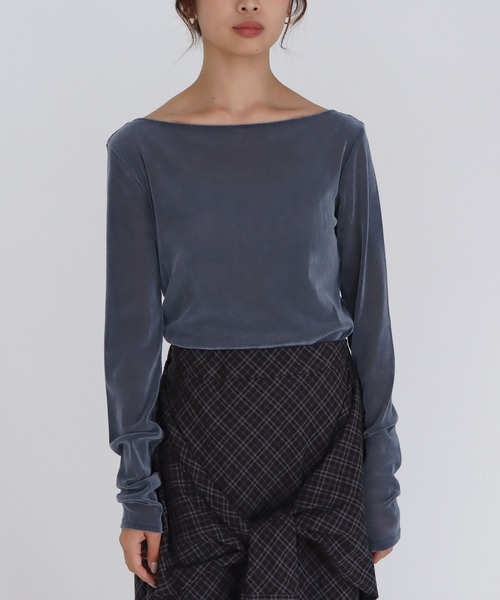 DRESSLAVE(ドレスレイブ)の「nylon tulle flocky boatneck pull(ナイロンチュールフロッキーボートネックプルオーバー)(Tシャツ/カットソー・レディース・ネイビー/ブラック・38)」の18枚目の写真