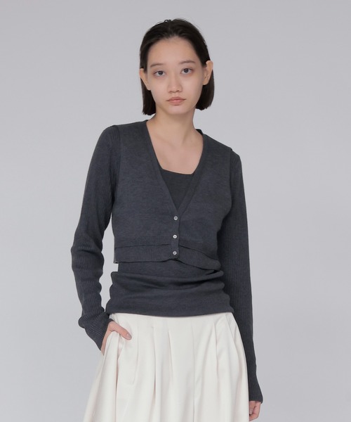 DRESSLAVE(ドレスレイブ)の「layered twin set(レイヤードツインセット)(ニット/セーター・レディース・ホワイト/チャコールグレー/ブラウン・38)」の3枚目の写真