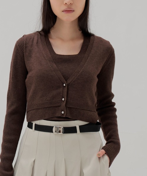 DRESSLAVE(ドレスレイブ)の「layered twin set(レイヤードツインセット)(ニット/セーター・レディース・ホワイト/チャコールグレー/ブラウン・38)」の8枚目の写真