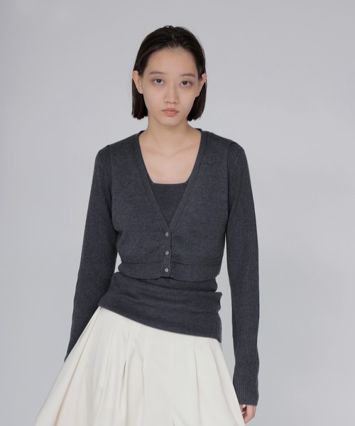 DRESSLAVE(ドレスレイブ)の「layered twin set(レイヤードツインセット)(ニット/セーター・レディース・ホワイト/チャコールグレー/ブラウン・38)」の13枚目の写真