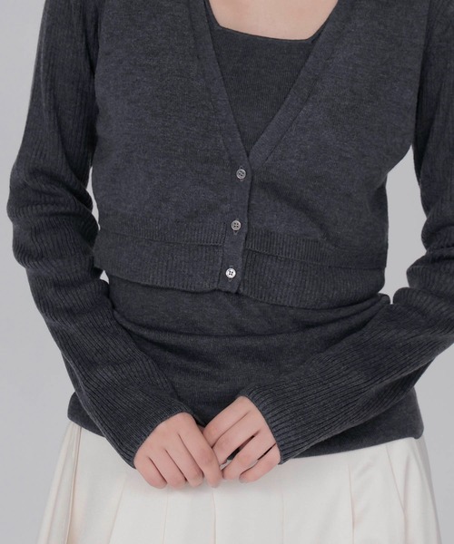 DRESSLAVE(ドレスレイブ)の「layered twin set(レイヤードツインセット)(ニット/セーター・レディース・ホワイト/チャコールグレー/ブラウン・38)」の18枚目の写真